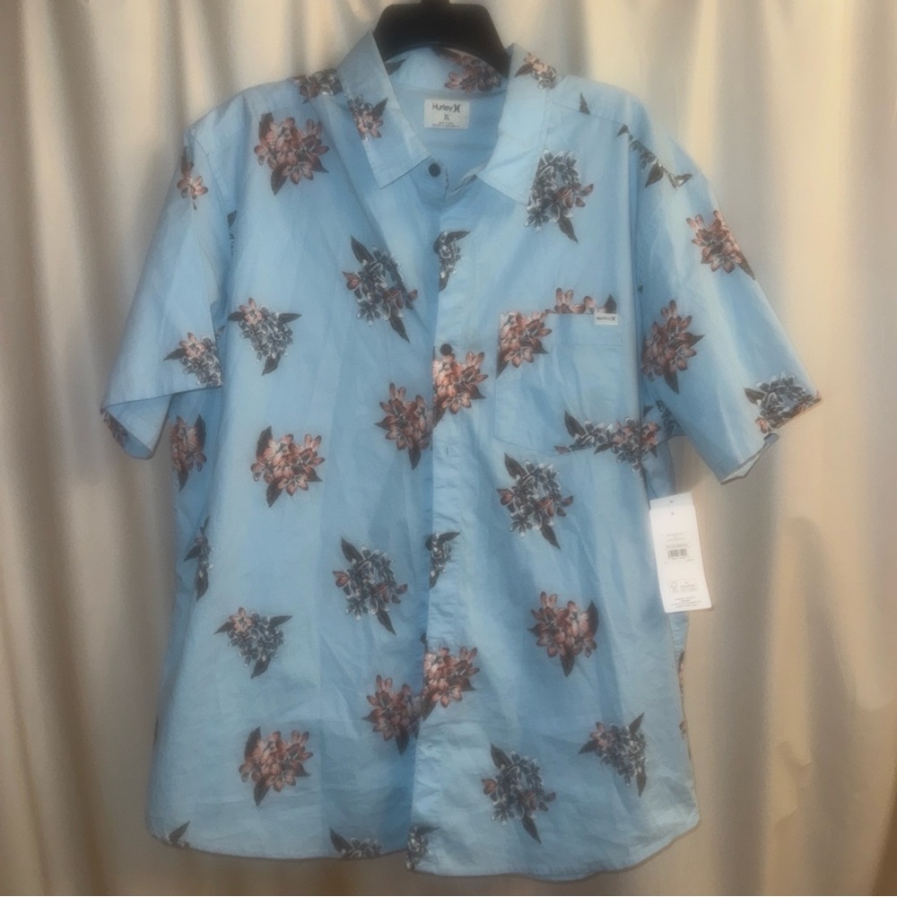 Hurley Light Blue Floral Button Down Shirt